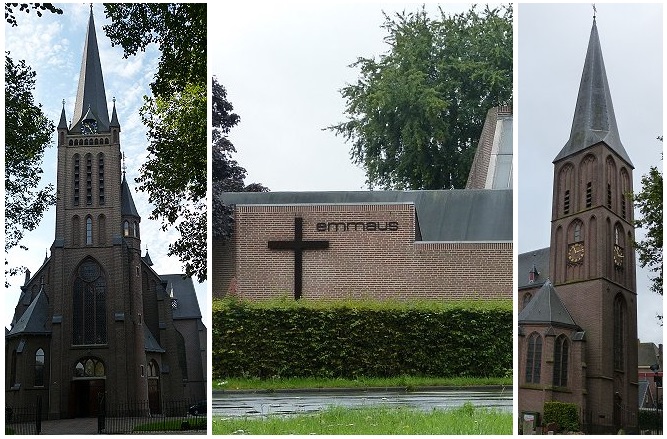 Barbarakerk (toren), Emmauskerk (voorgevel), Nocolaaskerk (toren)