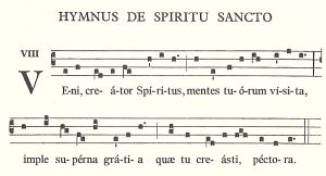 Muziekblad gregoriaans 'Veni Sancte Spiritus'